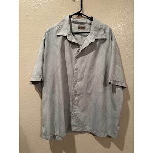 Cafe Luna Light Blue Grey Banana Leaf Hawaiian Playera Shirt Sz 2X
